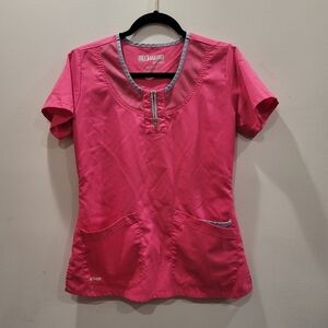 Sz Small Grey's Anatomy by Barco Active Pink Scrub Top Modern Workwear